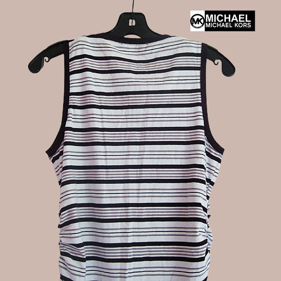 MICHAEL Michael Kors NEW CONCRETE Stripe Zip Shoulders Tank M - Picture 9 of 11